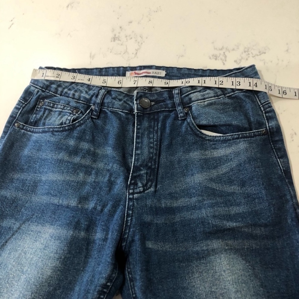 American BAZI cropped jeans distressed blue size:7 - Picture 7 of 13